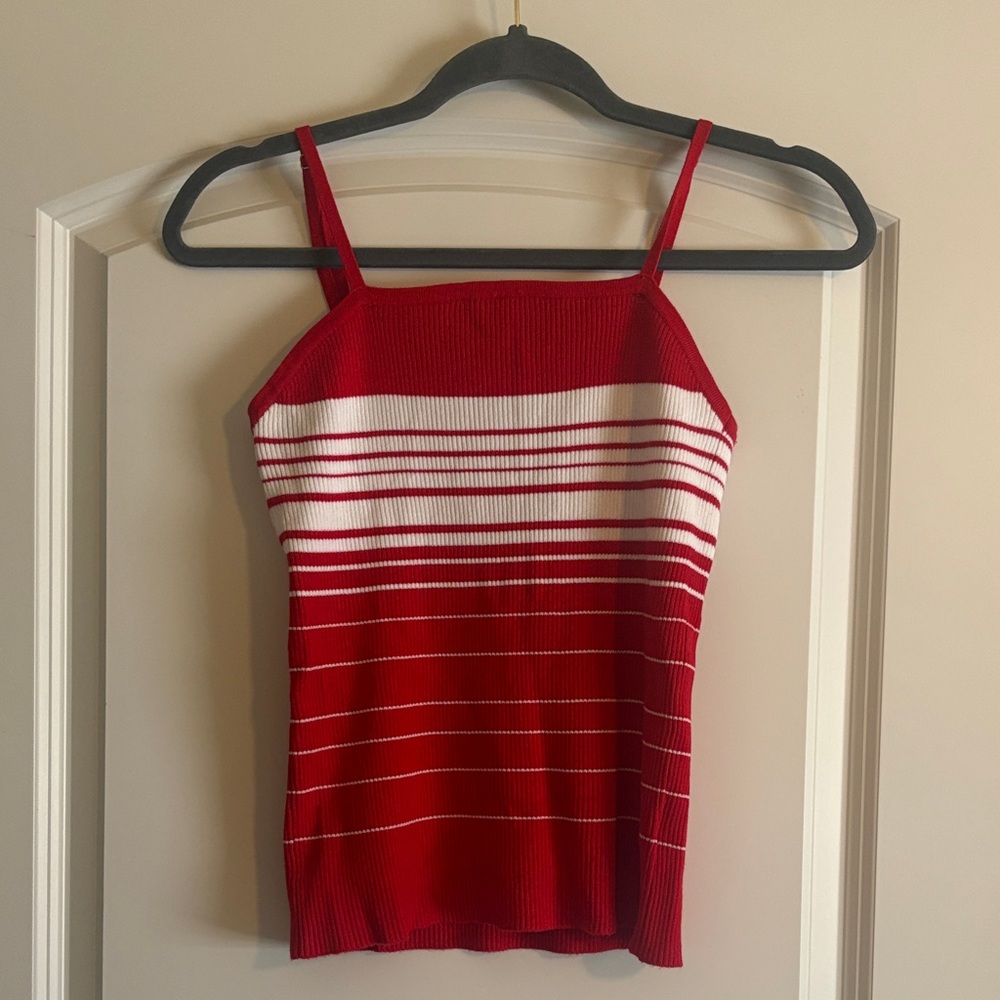 Red and White Striped Women's Top